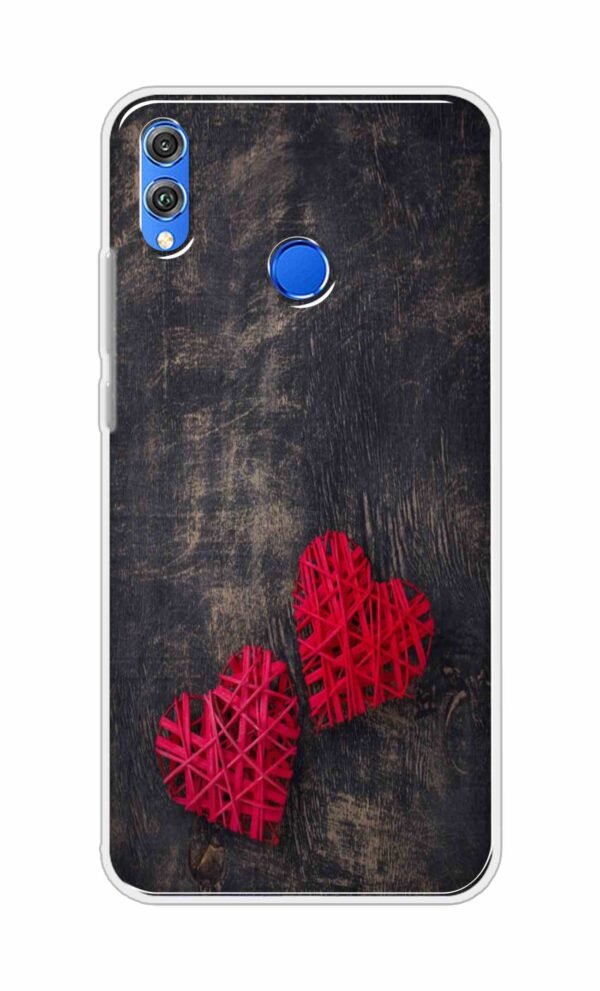 Heart with Wooden Background Back Case For Honor 8X