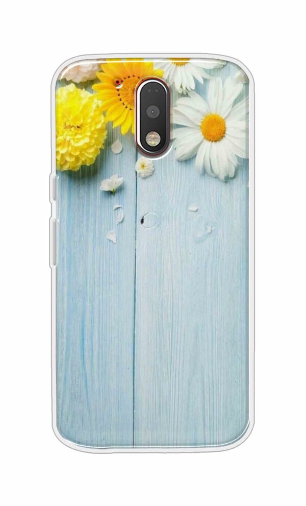 Flowers on Blue Back Case For Moto G4 Plus