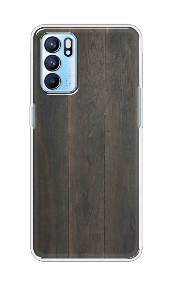 Blackish Wooden Texture Back Case For OPPO RENO 6
