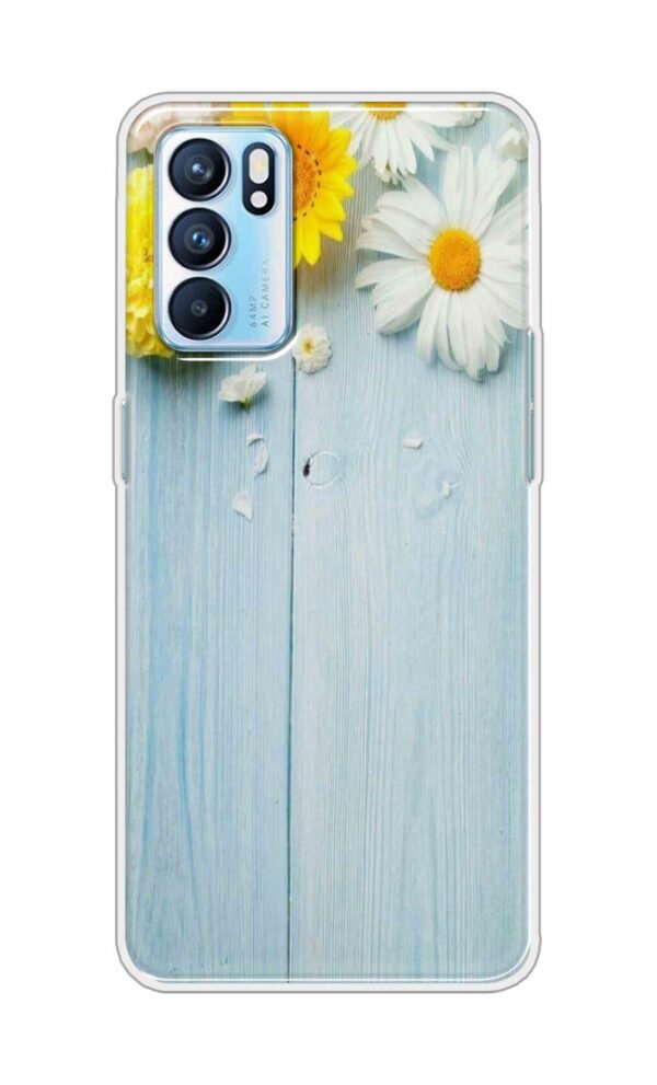 Flowers on Blue Back Case For OPPO RENO 6