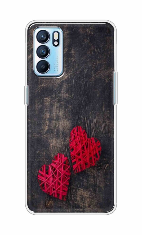 Heart with Wooden Background Back Case For OPPO RENO 6