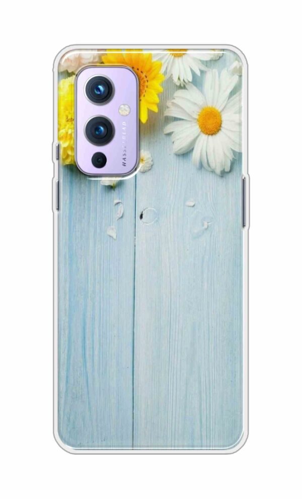 Flowers on Blue Back Case For OnePlus 9