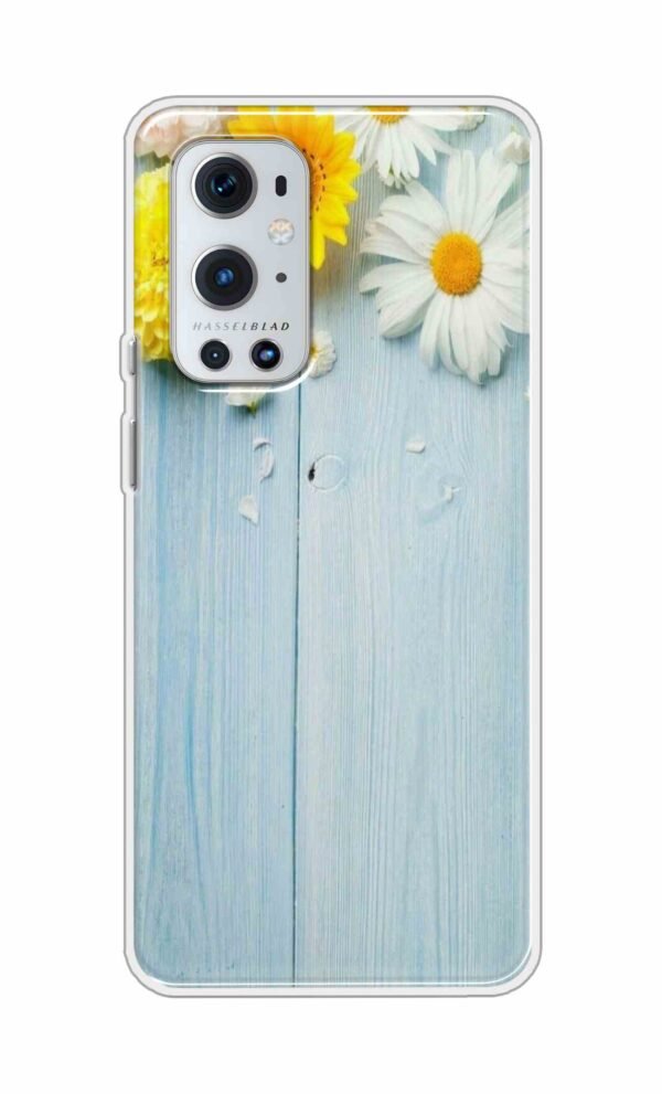 Flowers on Blue Back Case For OnePlus 9 Pro