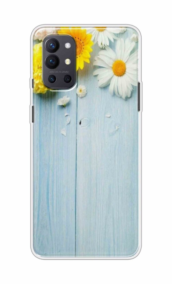 Flowers on Blue Back Case For OnePlus 9R