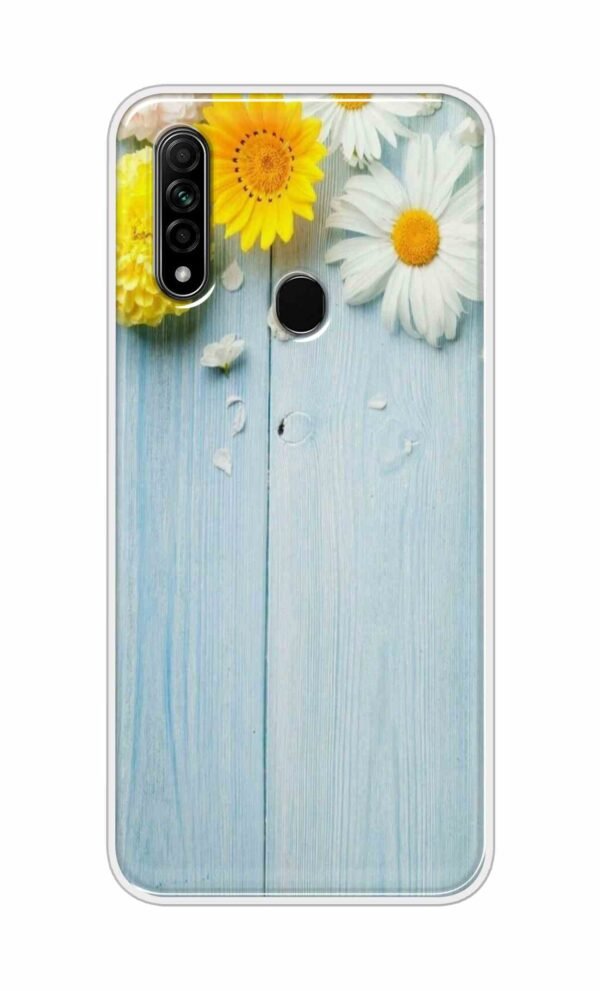 Flowers on Blue Back Case For Oppo A31 (2020)
