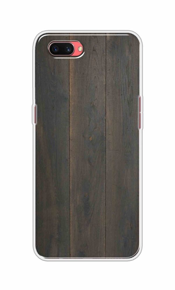 Blackish Wooden Texture Back Case For Oppo A3s