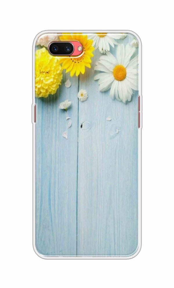 Flowers on Blue Back Case For Oppo A3s
