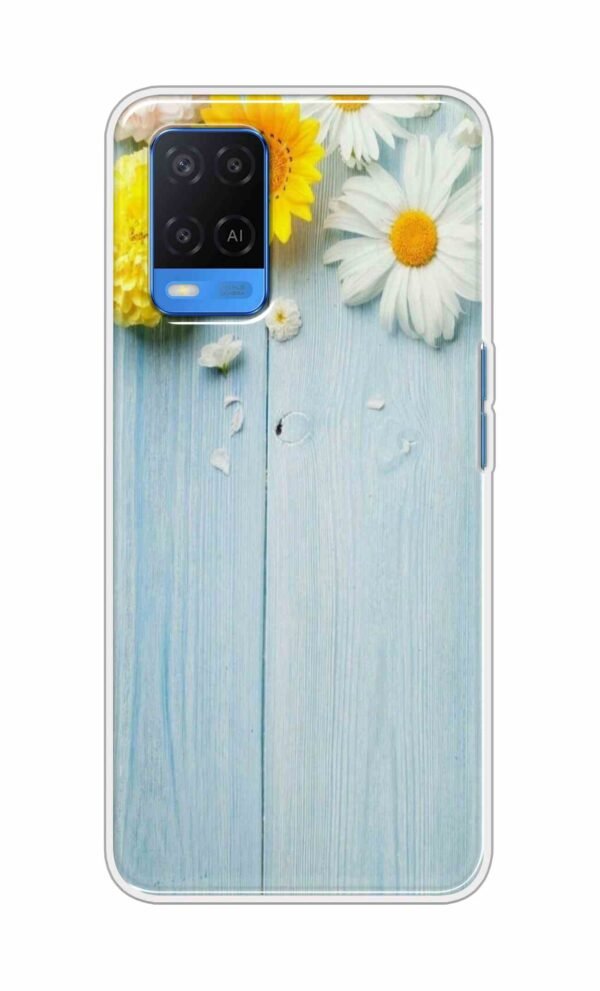 Flowers on Blue Back Case For Oppo A54