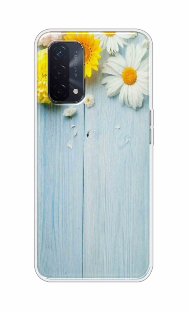 Flowers on Blue Back Case For Oppo A74