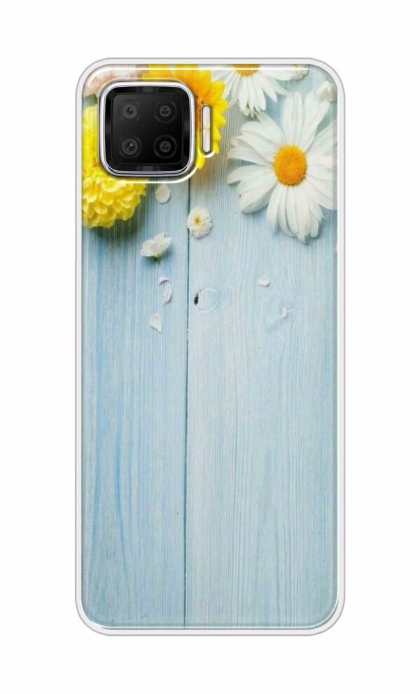 Flowers on Blue Back Case For Oppo F17
