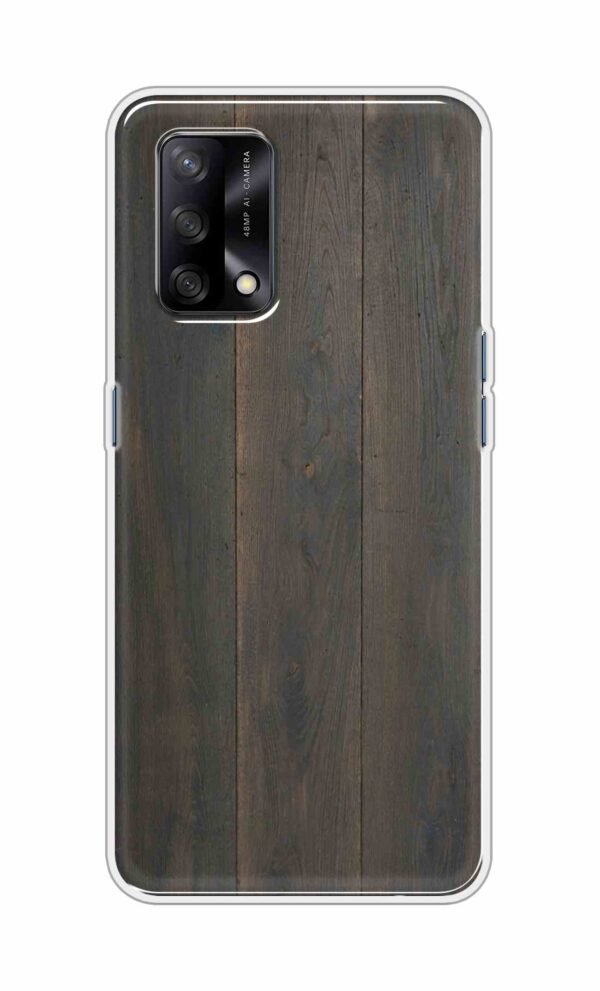 Blackish Wooden Texture Back Case For Oppo F19
