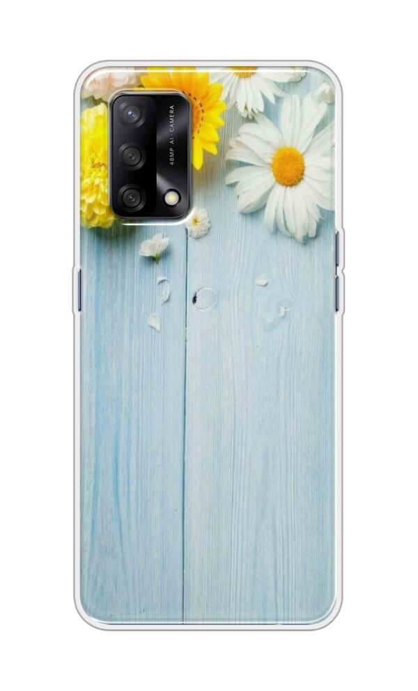 Flowers on Blue Back Case For Oppo F19