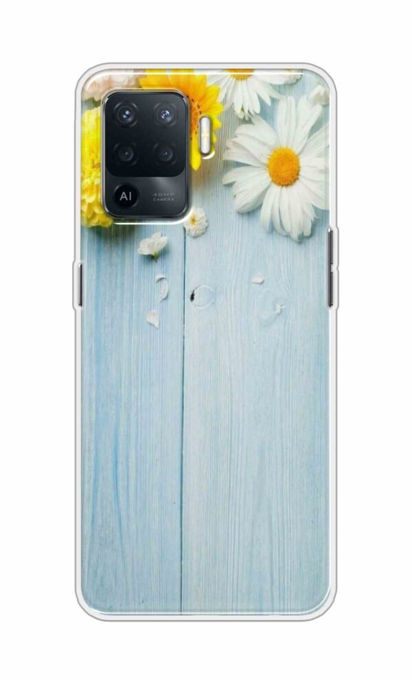 Flowers on Blue Back Case For Oppo F19 Pro