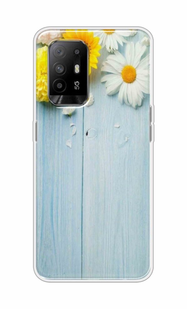 Flowers on Blue Back Case For Oppo F19 Pro Plus