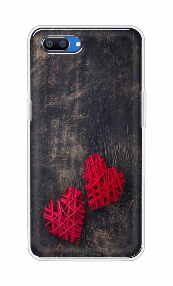 Heart with Wooden Background Back Case For Oppo Realme C1