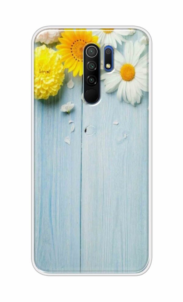 Flowers on Blue Back Case For Poco M2