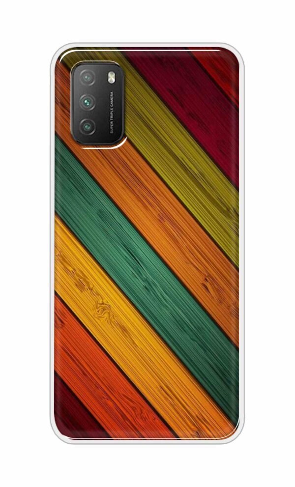 Colorful wooden texture Back Case For Poco M3