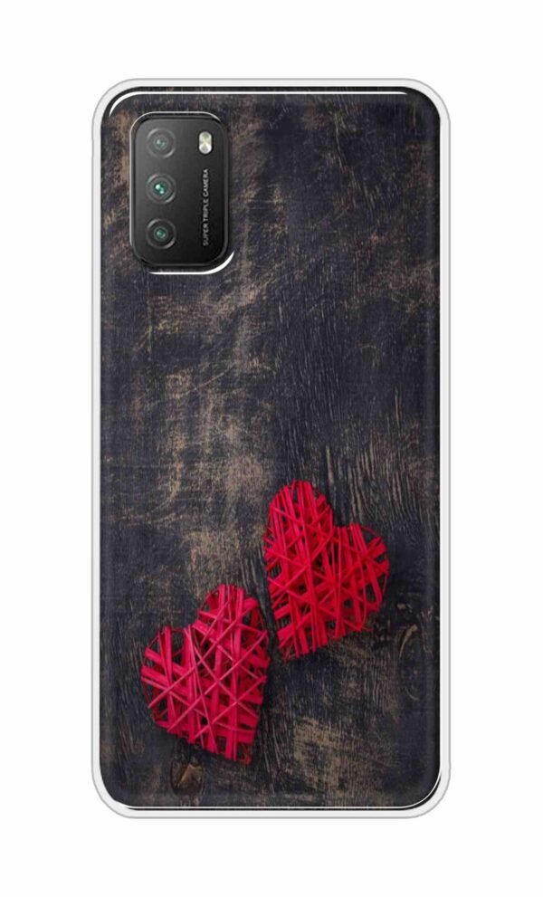 Heart with Wooden Background Back Case For Poco M3