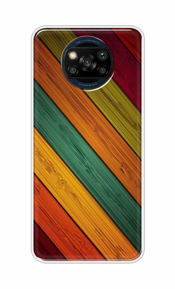 Colorful wooden texture Back Case For Poco X3