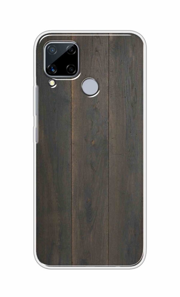 Blackish Wooden Texture Back Case For Realme C15