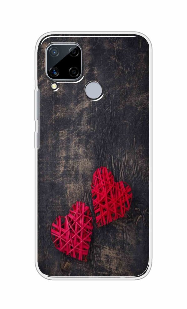 Heart with Wooden Background Back Case For Realme C15
