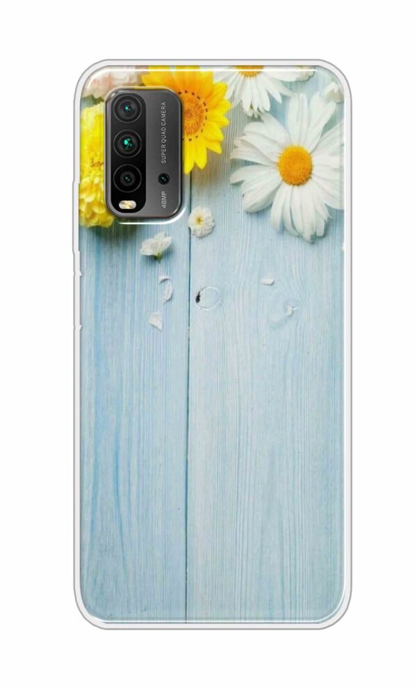 Flowers on Blue Back Case For Redmi 9 Power