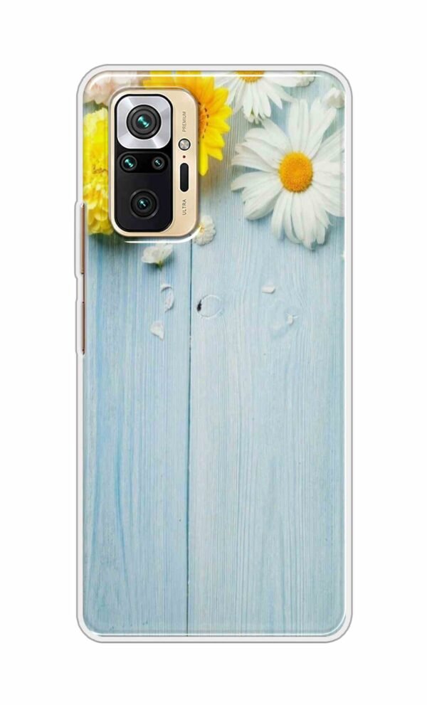 Flowers on Blue Back Case For Redmi Note 10 Pro Max