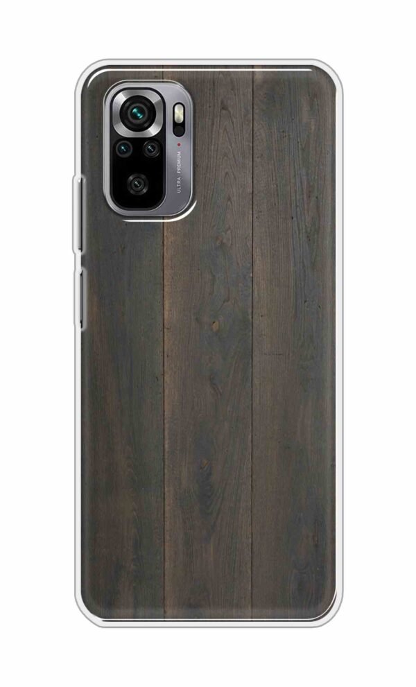 Blackish Wooden Texture Back Case For Redmi Note 10s