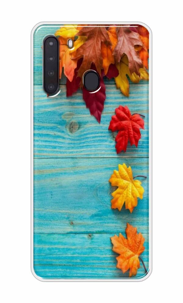 Blue Wood Flowers Back Case For Samsung A21