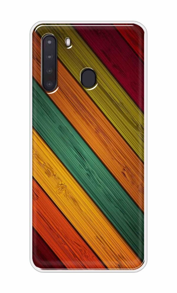 Colorful wooden texture Back Case For Samsung A21