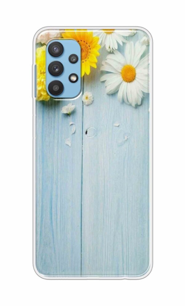 Flowers on Blue Back Case For Samsung A32