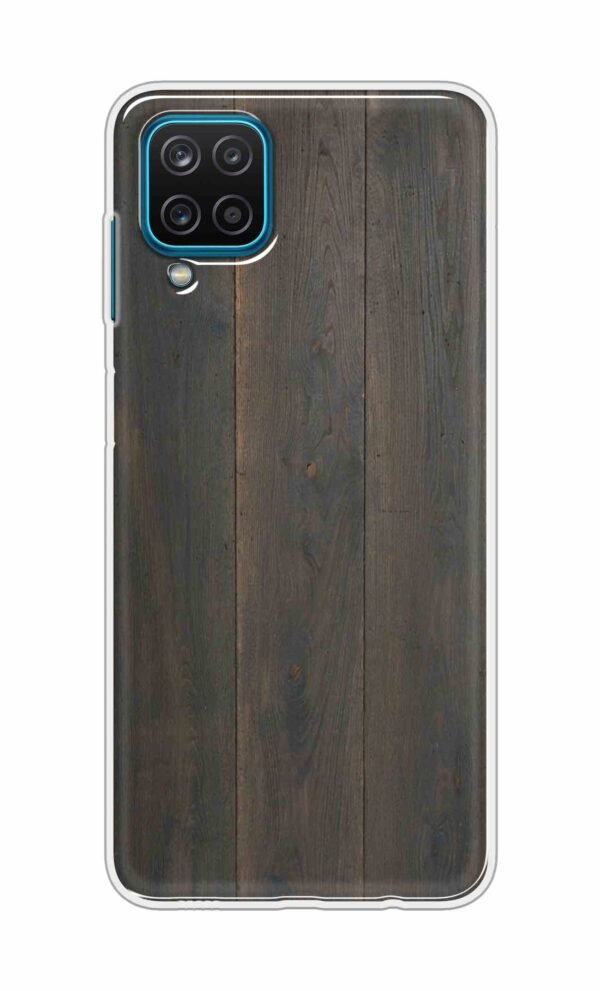 Blackish Wooden Texture Back Case For Samsung Galaxy A12