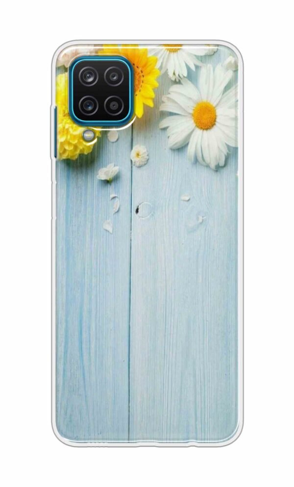 Flowers on Blue Back Case For Samsung Galaxy A12