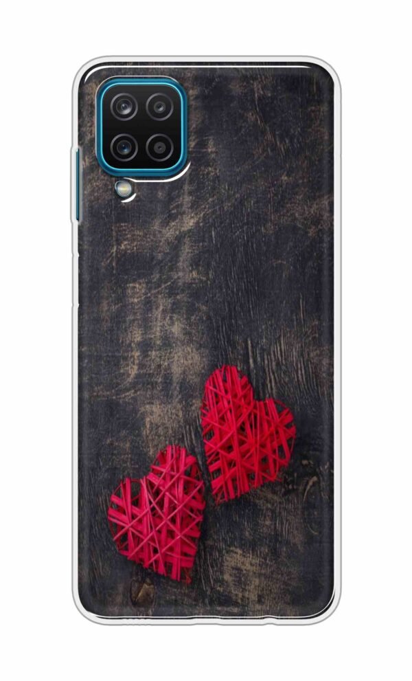 Heart with Wooden Background Back Case For Samsung Galaxy A12