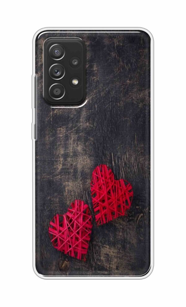Heart with Wooden Background Back Case For Samsung Galaxy A52
