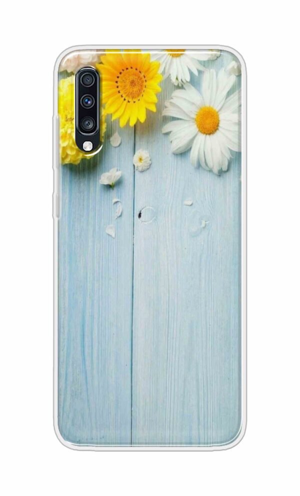 Flowers on Blue Back Case For Samsung Galaxy A70