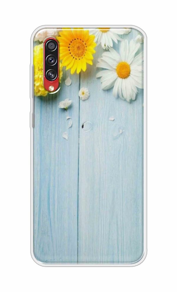 Flowers on Blue Back Case For Samsung Galaxy A70s