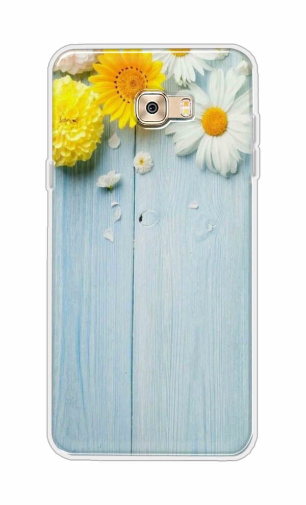 Flowers on Blue Back Case For Samsung Galaxy C7 Pro