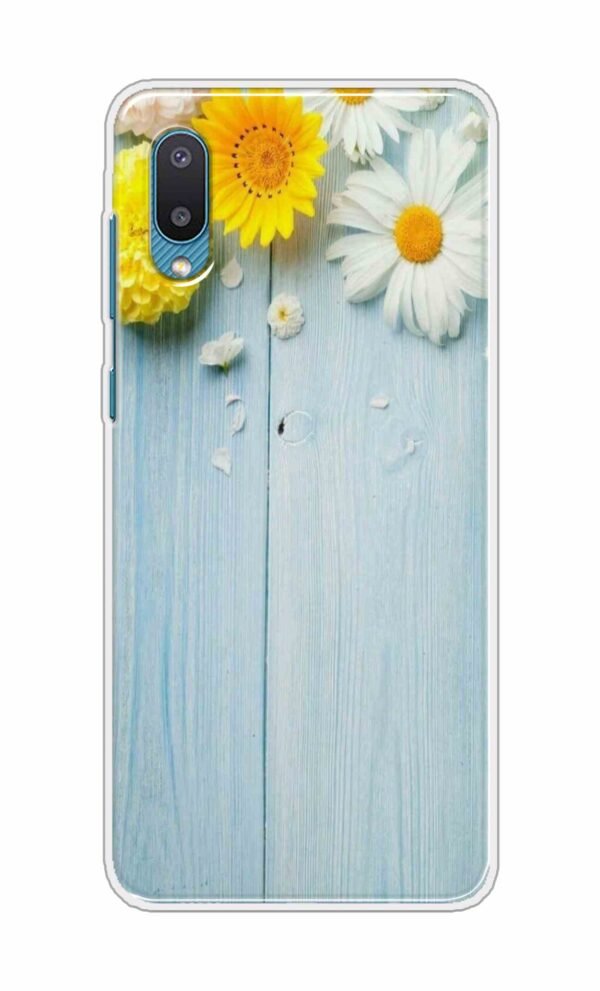Flowers on Blue Back Case For Samsung Galaxy M02