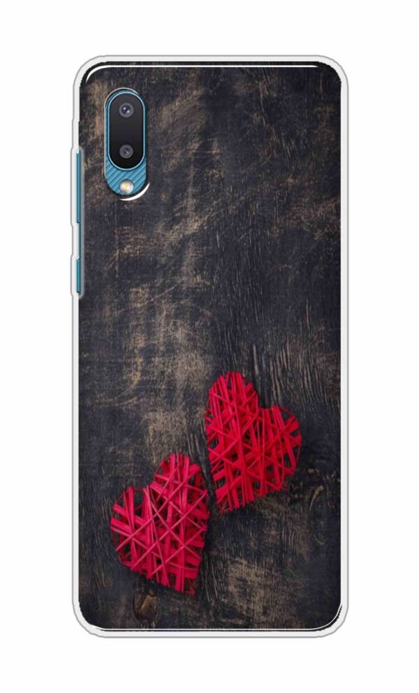 Heart with Wooden Background Back Case For Samsung Galaxy M02