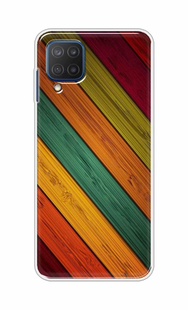 Colorful wooden texture Back Case For Samsung Galaxy M12