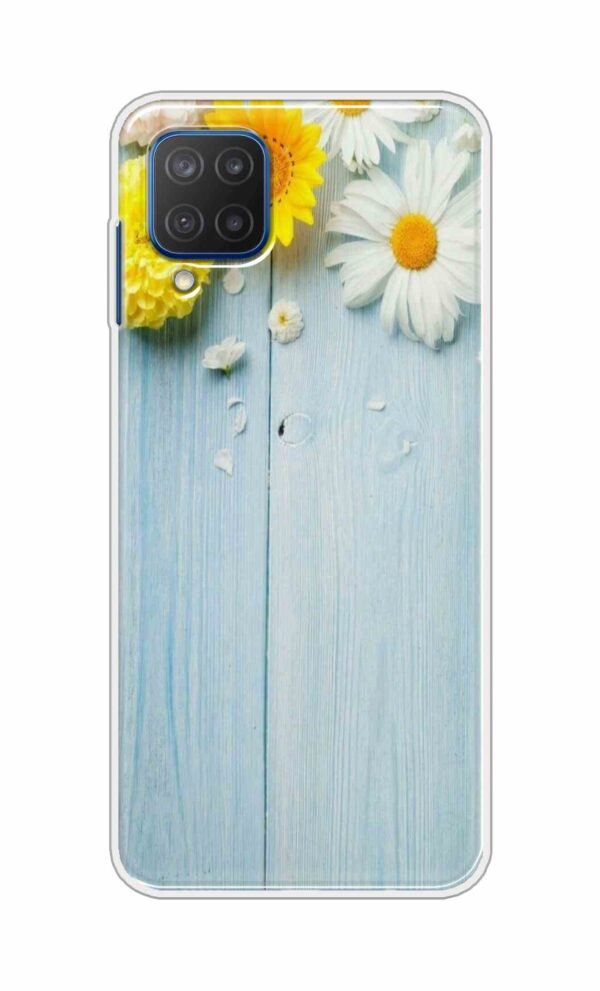 Flowers on Blue Back Case For Samsung Galaxy M12