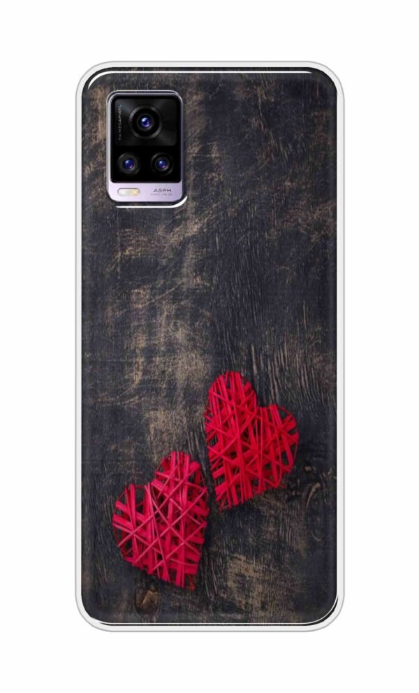 Heart with Wooden Background Back Case For Vivo V20