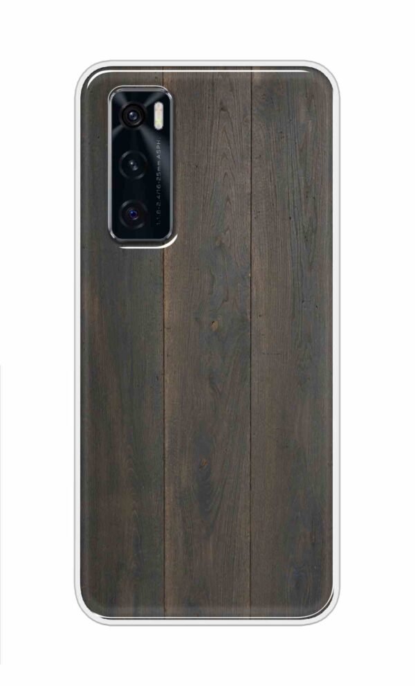 Blackish Wooden Texture Back Case For Vivo V20 SE
