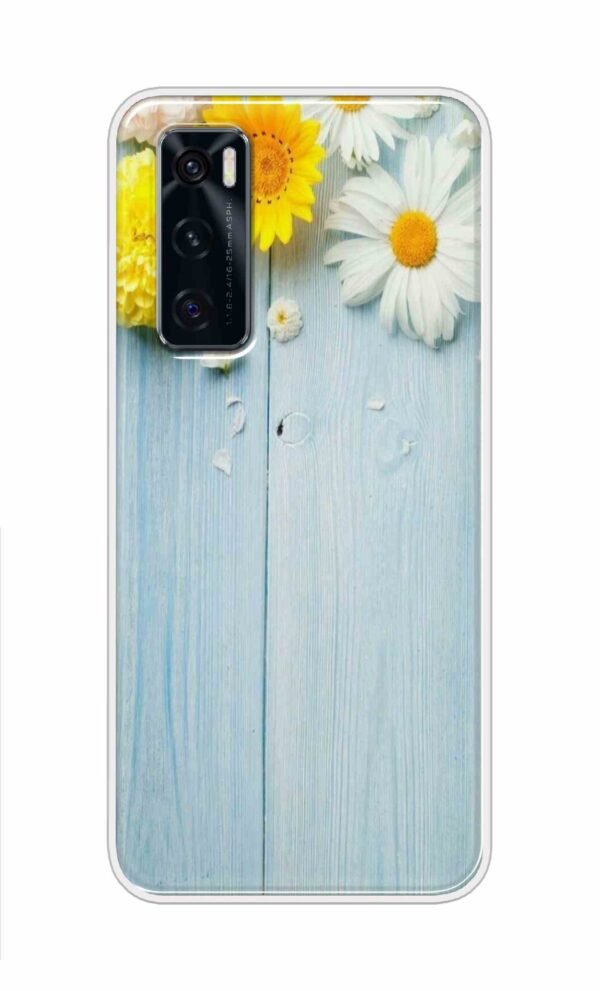Flowers on Blue Back Case For Vivo V20 SE