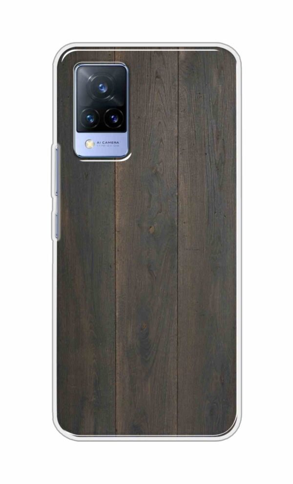 Blackish Wooden Texture Back Case For Vivo V21