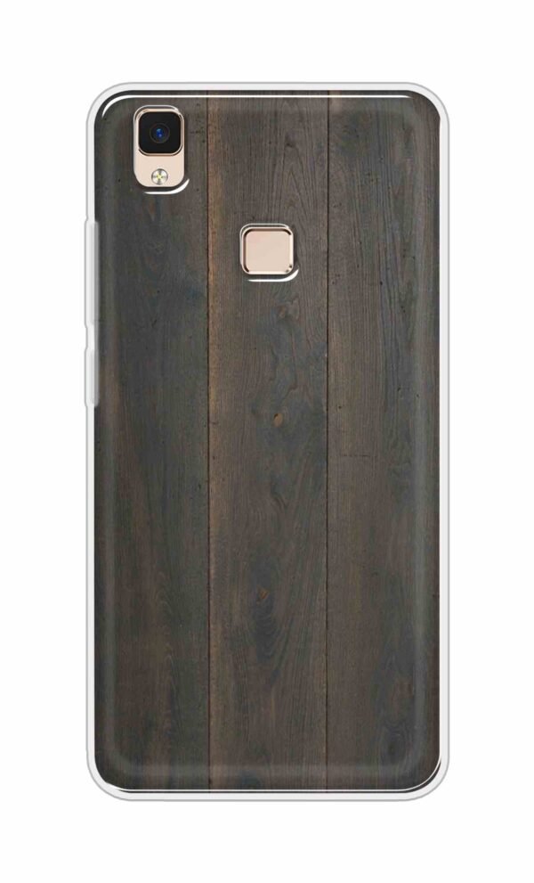 Blackish Wooden Texture Back Case For Vivo V3