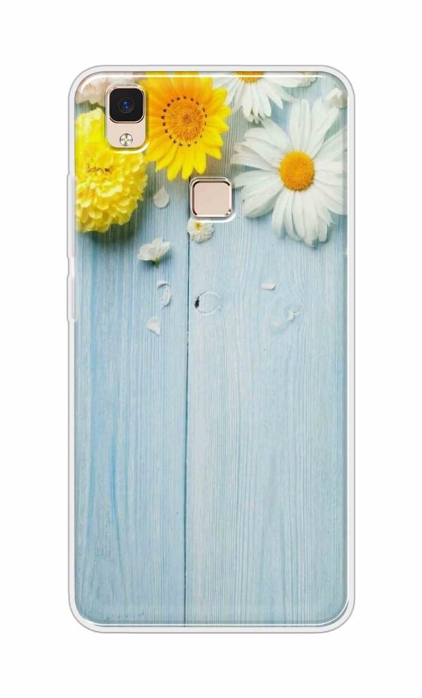 Flowers on Blue Back Case For Vivo V3