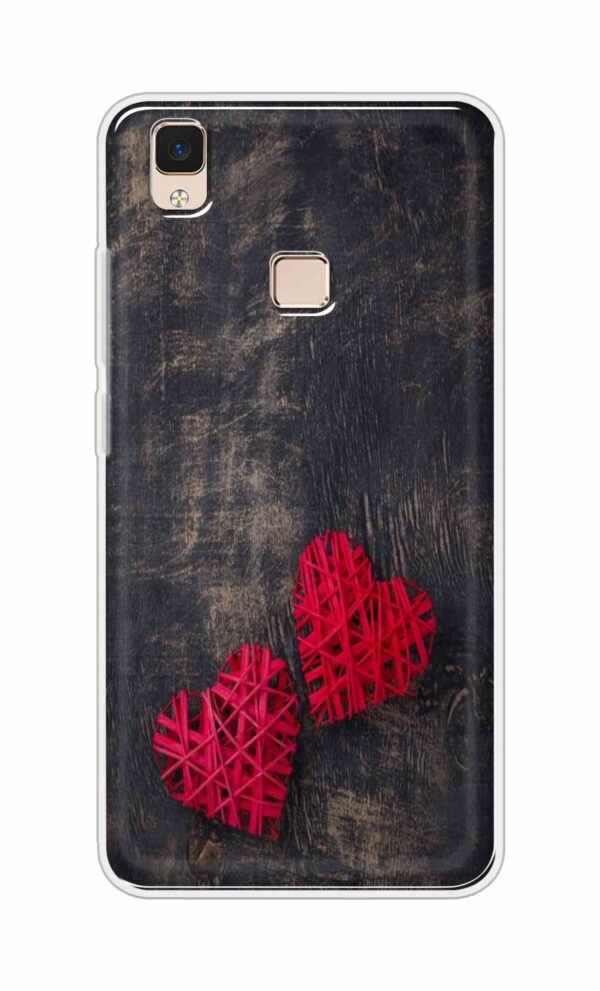Heart with Wooden Background Back Case For Vivo V3