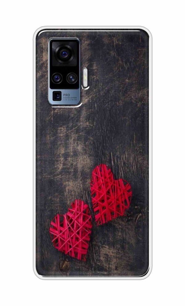 Heart with Wooden Background Back Case For Vivo X50 Pro